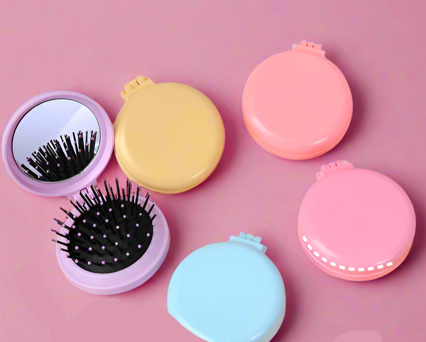 Compact Hairbrush with Mirror & Whipped Decoden Charm Kit