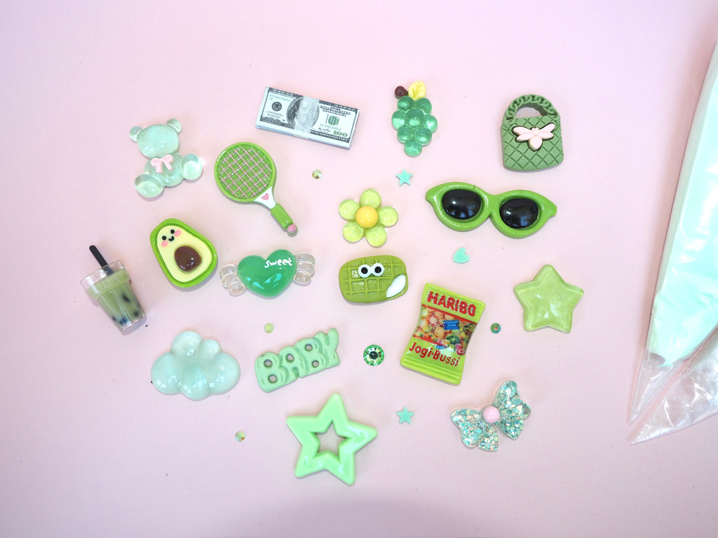 green decoden glue charm kit junk case accessories