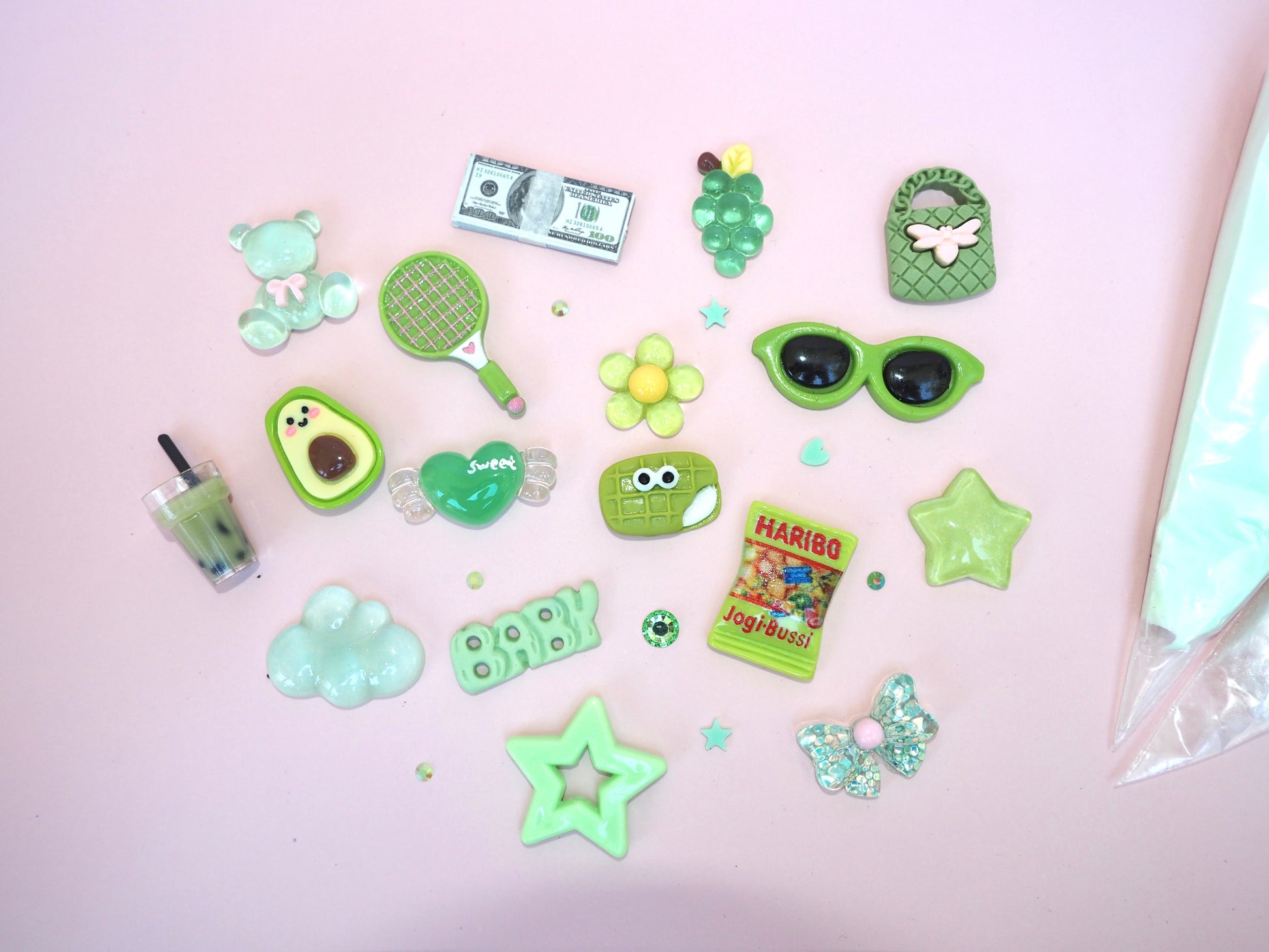 green decoden glue charm kit junk case accessories