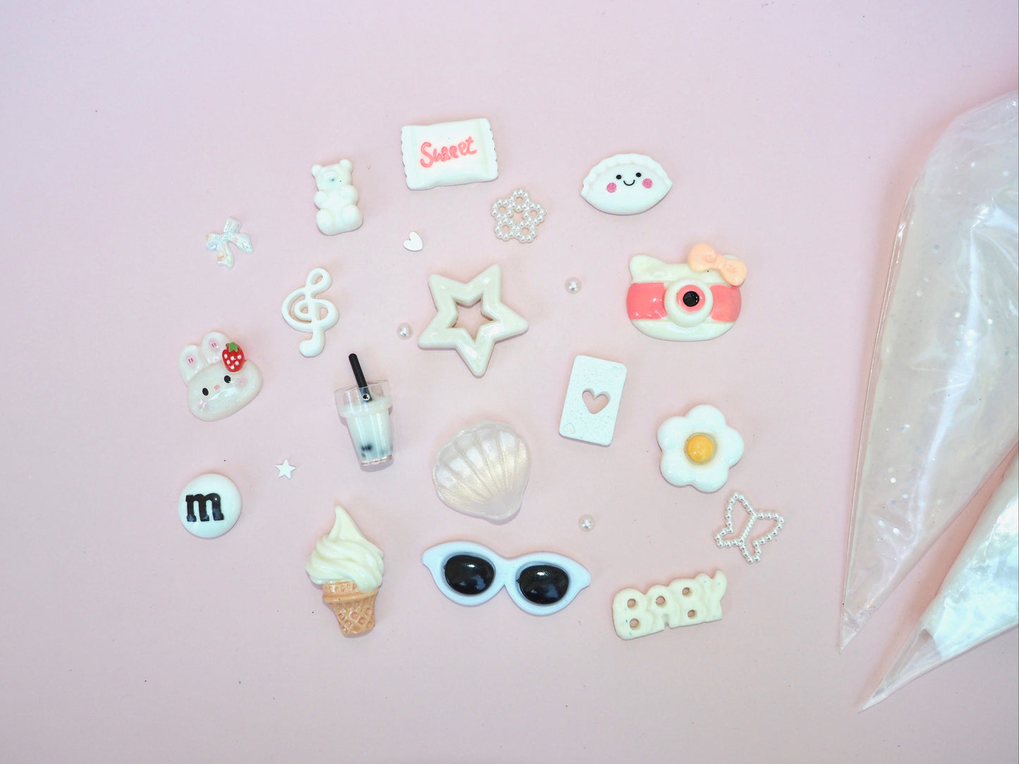 white decoden glue charm kit junk case accessories