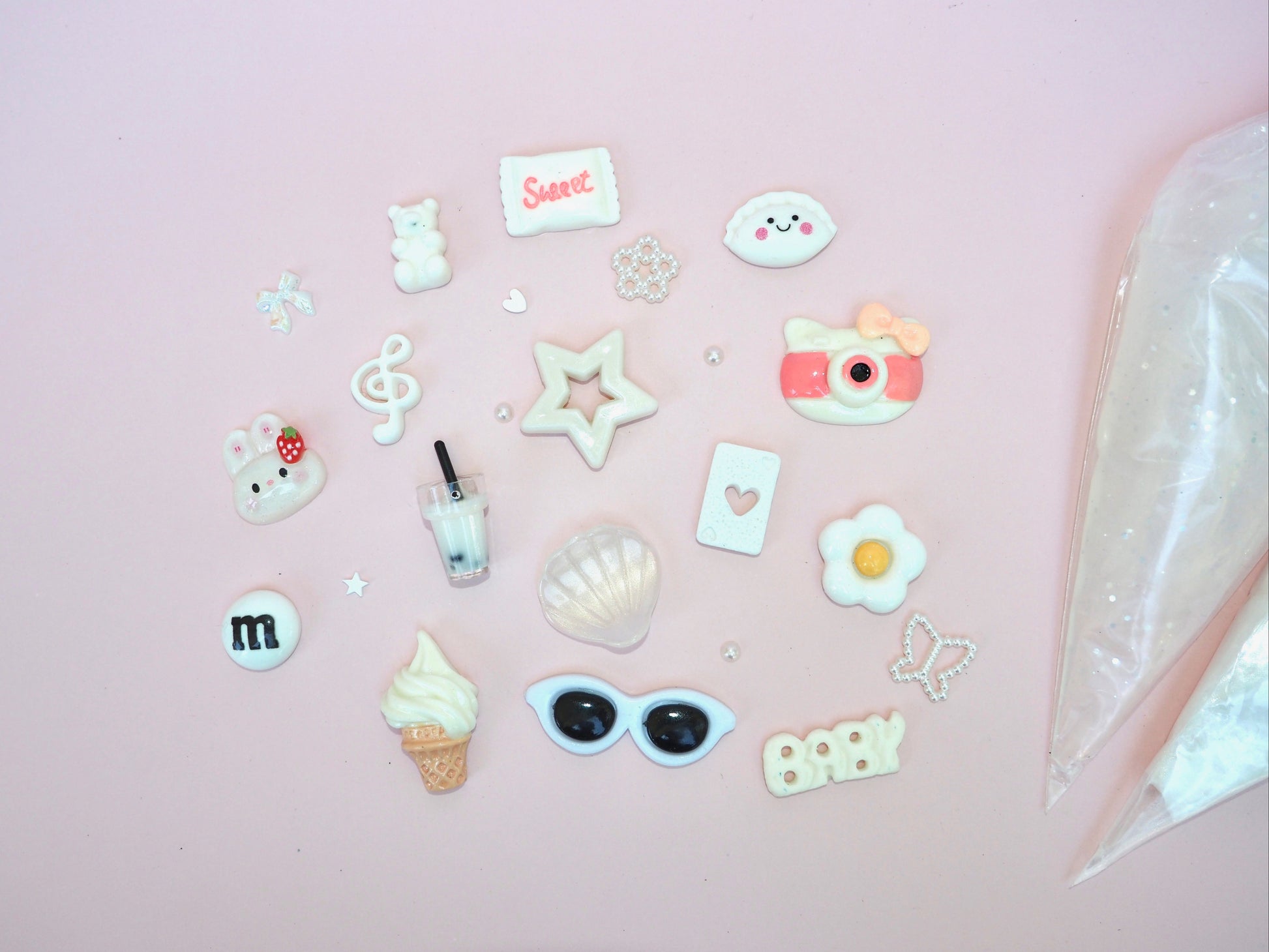 white decoden glue charm kit junk case accessories